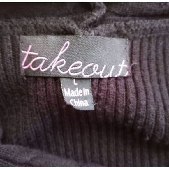 TAKEOUT BLACK COWL-NECK SWEATER DRESS SZ.L EUC - Picture 5 of 6